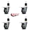 Service Caster 3.5'' Thermoplastic Rubber Swivel 1-7/8'' Expanding Stem Caster Set Total Lock Brake, 4PK SCC-EXTTL20S3514-TPRB-178-4 - alternate 2